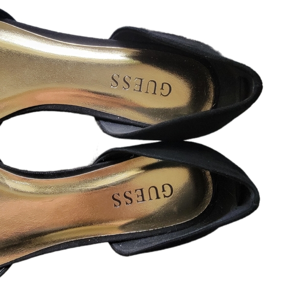 Women's Guess Black Rhinestone Bow Pointed Toe Flats Size 9 - Picture 6 of 9